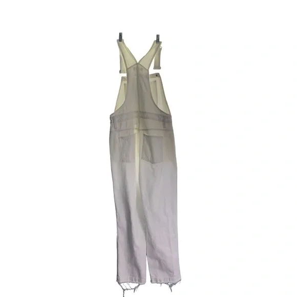 Madewell White Straight Leg Overalls with Raw Hem Style:H6642 Preppy Classic - Picture 8 of 11